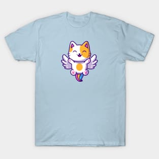 Happy Cat Unicorn Flying Cartoon T-Shirt